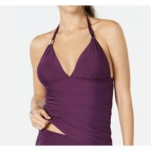 Calvin Klein Port Purple Halter Swim Tankini Top Size Small NWT